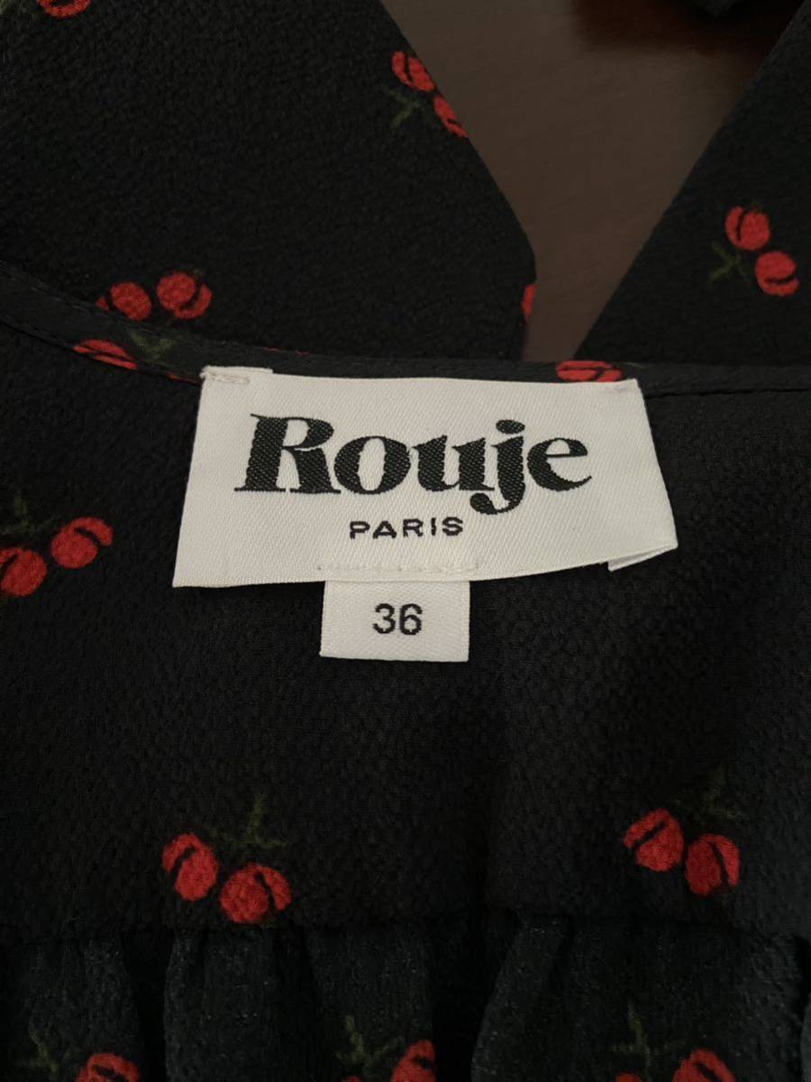 ROUJE Cherry fleurs Gabin 黒 ラップワンピース 36 ROUJE Cherry fleurs Gabin 黒 ラップワンピース 36 - メルカリ