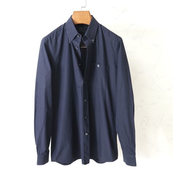 1円〜 プラダ 3-WC254 黒タグ コットン シャツ メンズ ブラック 37
