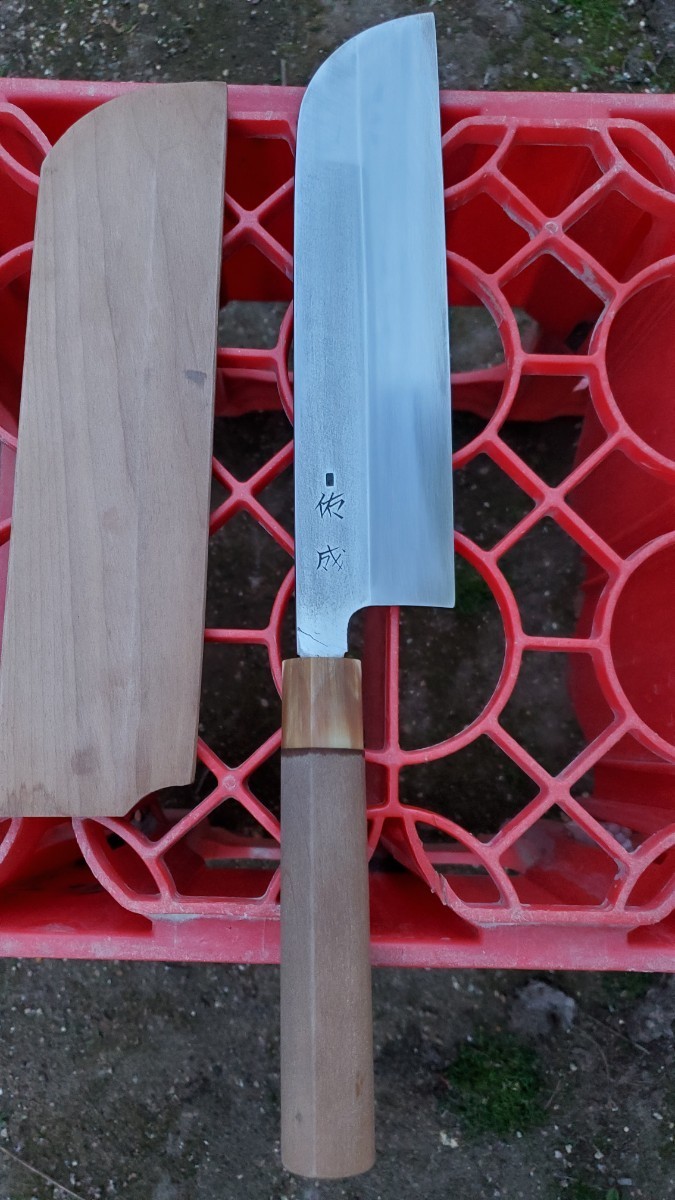 佑成　薄刃包丁　7寸　本焼き　レア波紋