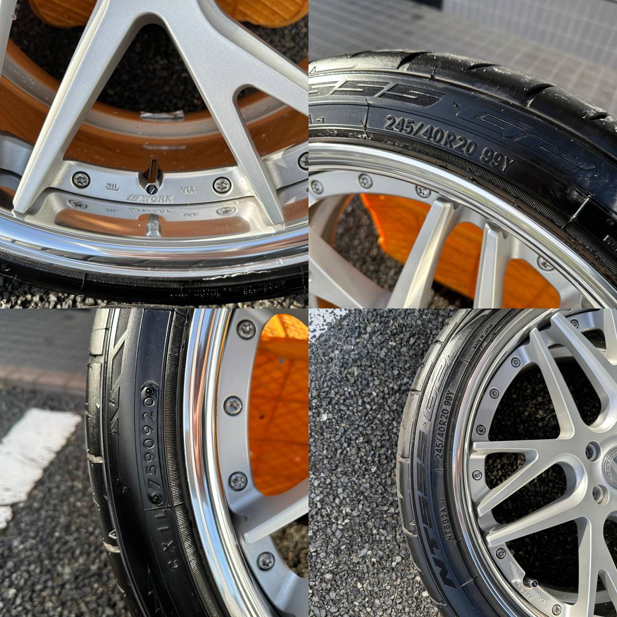 ☆美品 WORK GNOSIS CVX 20インチ 9.5J+35 10J＋32 114.3 ＆ ニットー 