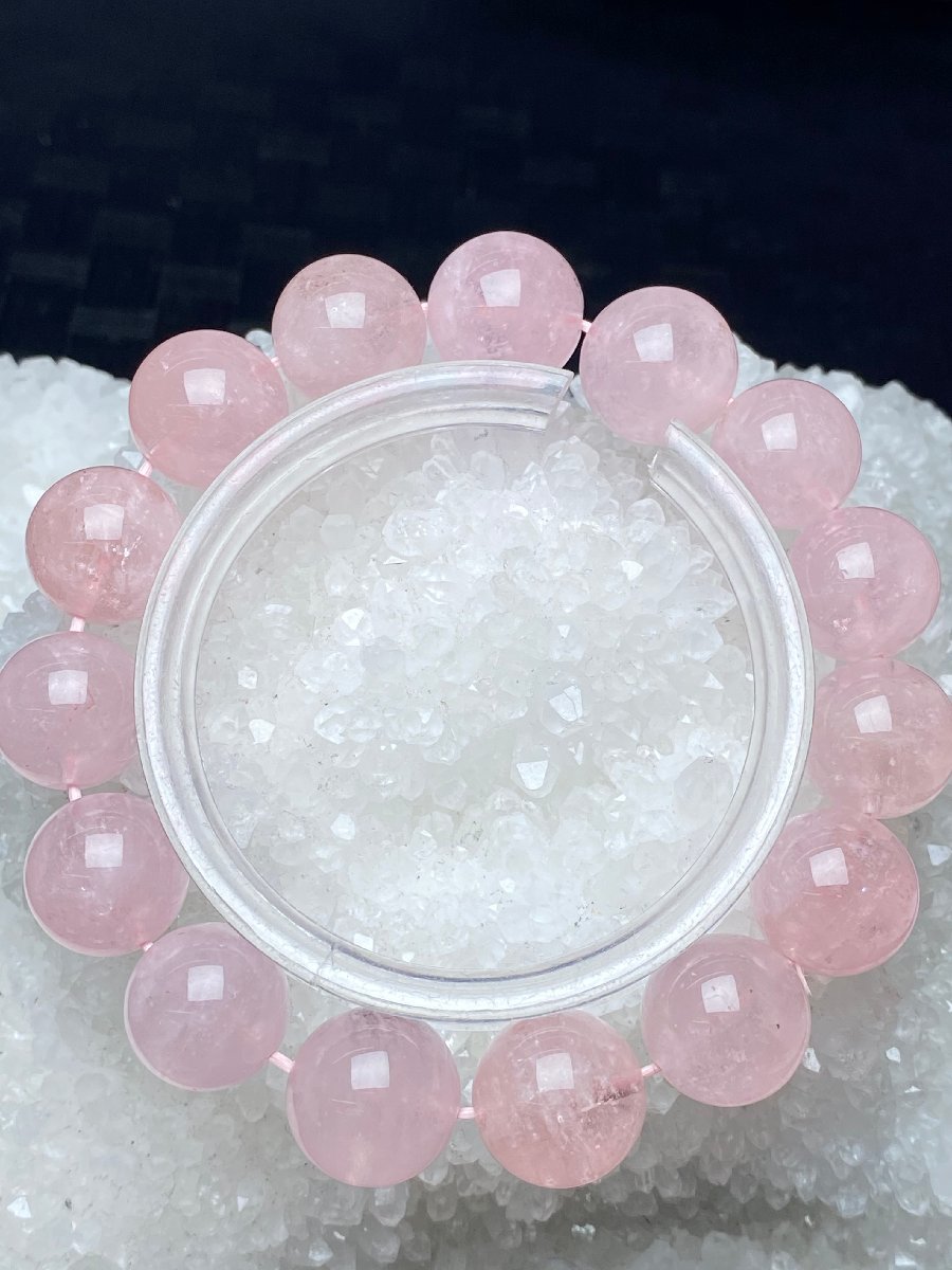 1003J803 天然美品★【20Aピンクモルガナイト】★ブレス 13-14mm（新品）