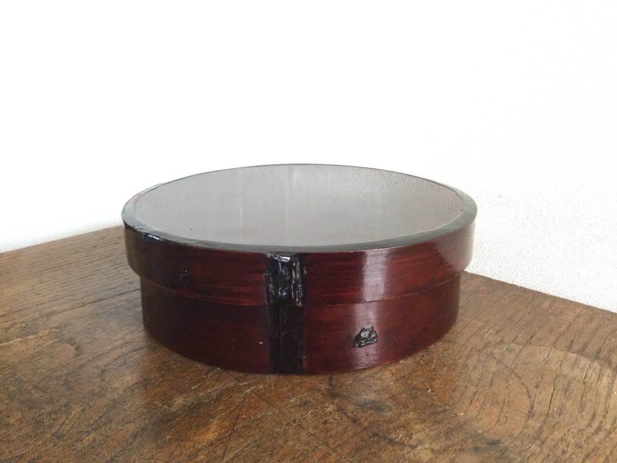 井川メンパ/曲げわっぱ/訳有り/蓋物/弁当箱/菓子器/未使用保管品/丸形