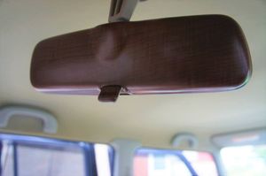 ◆ルームミラーカバー②マット茶木目◆適合：ジムニー・クロスビー・スイフト・アルトワ