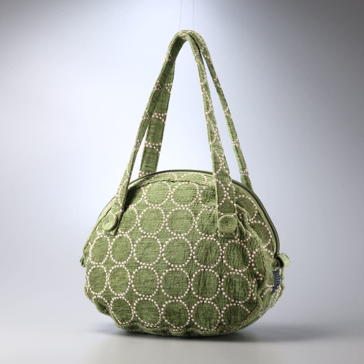 MF0686▽ミナペルホネン/min perhonen*タンバリン/tambourine*パイルジャガード*ショルダーバッグ/肩掛け鞄*グリーン系