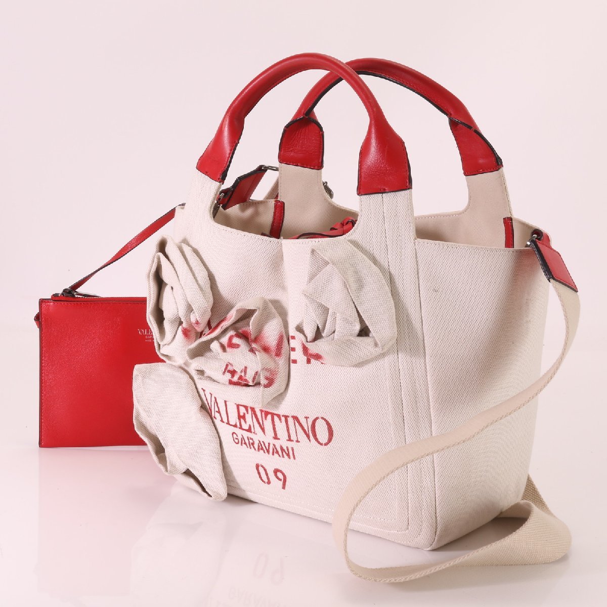 1円■極美品■ヴァレンチノ ガラヴァーニ■アトリエ 09■ローズ ブロッサム レザー 2WAY ショルダーバッグ トート A4 レディース AAT F18-1