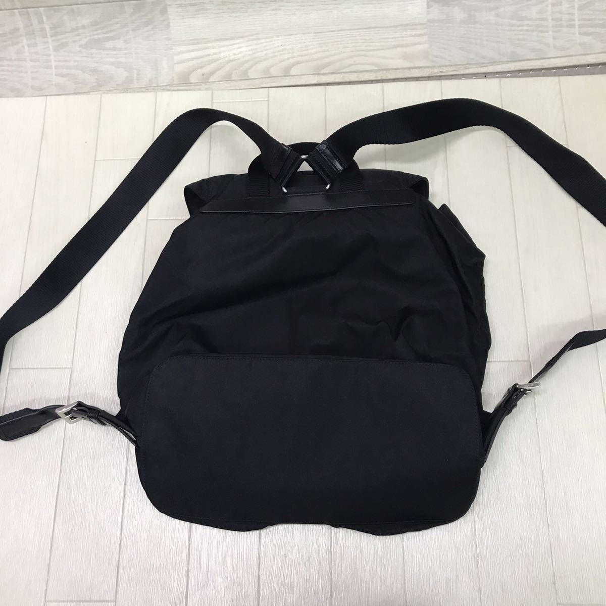 保管品 PRADA プラダ ナイロン レザー 大きめ 巾着 リュック