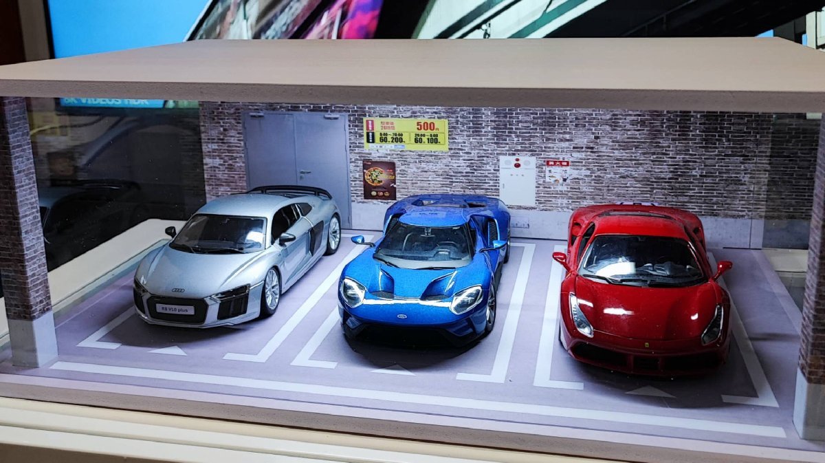 ミニカー ジオラマ ガレージ - ダイキャストモデルカー 1⁄64サイズ