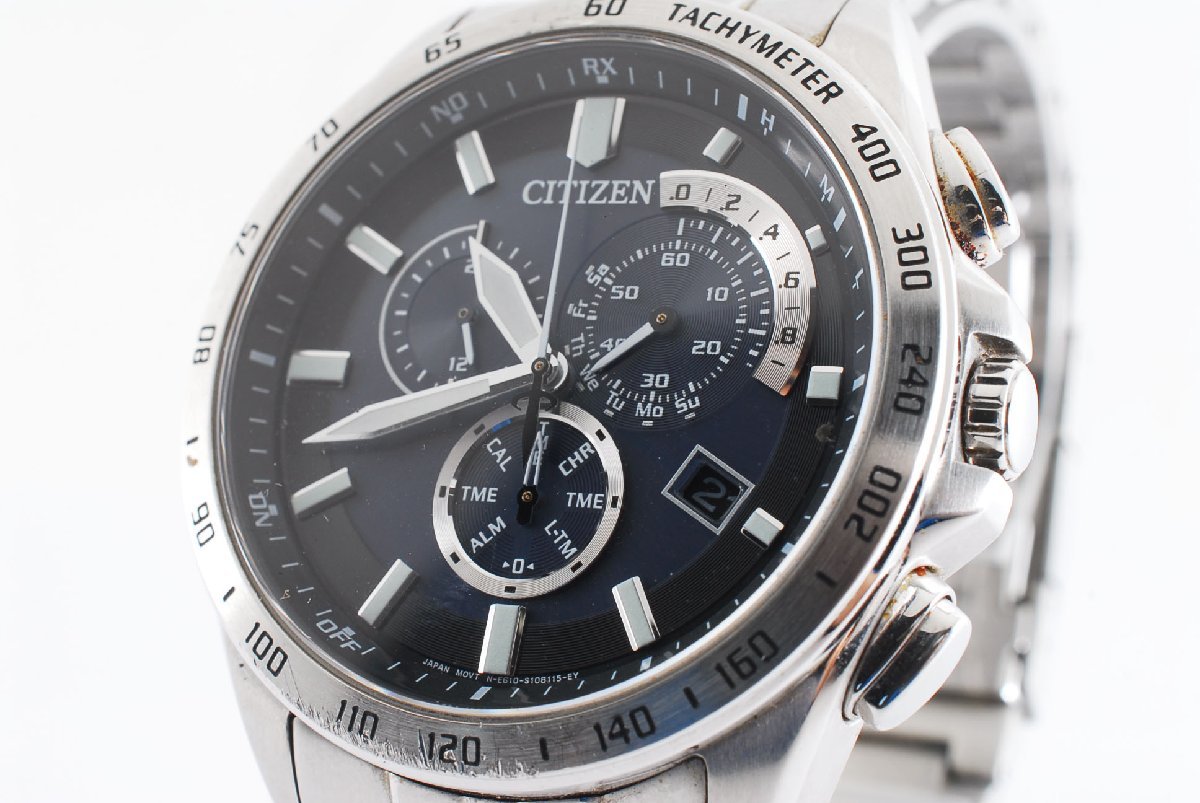シチズン エコドライブ 電波ソーラー CITIZEN クロノグラフ E610 