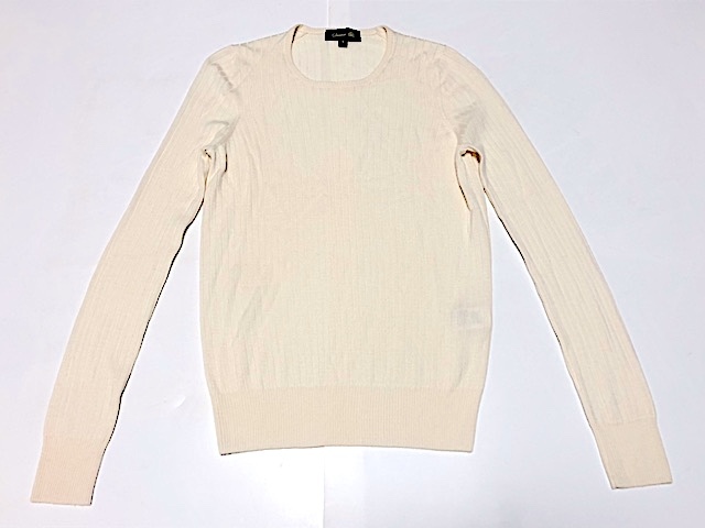 二点以上で送料無料！ 2A48 【美品】 DRAWER ドゥロワー 長袖 ニット セーター シルク×カシミヤ リブニット クルーネック 1 レディース 白