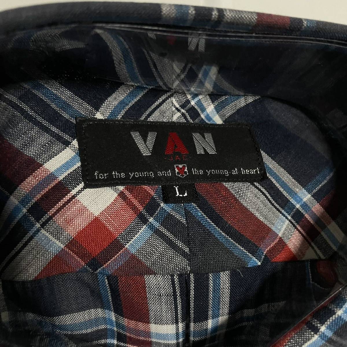 VAN JAC classics ヴァンヂャケット　チェック 半袖シャツ Lサイズ　麻　未使用