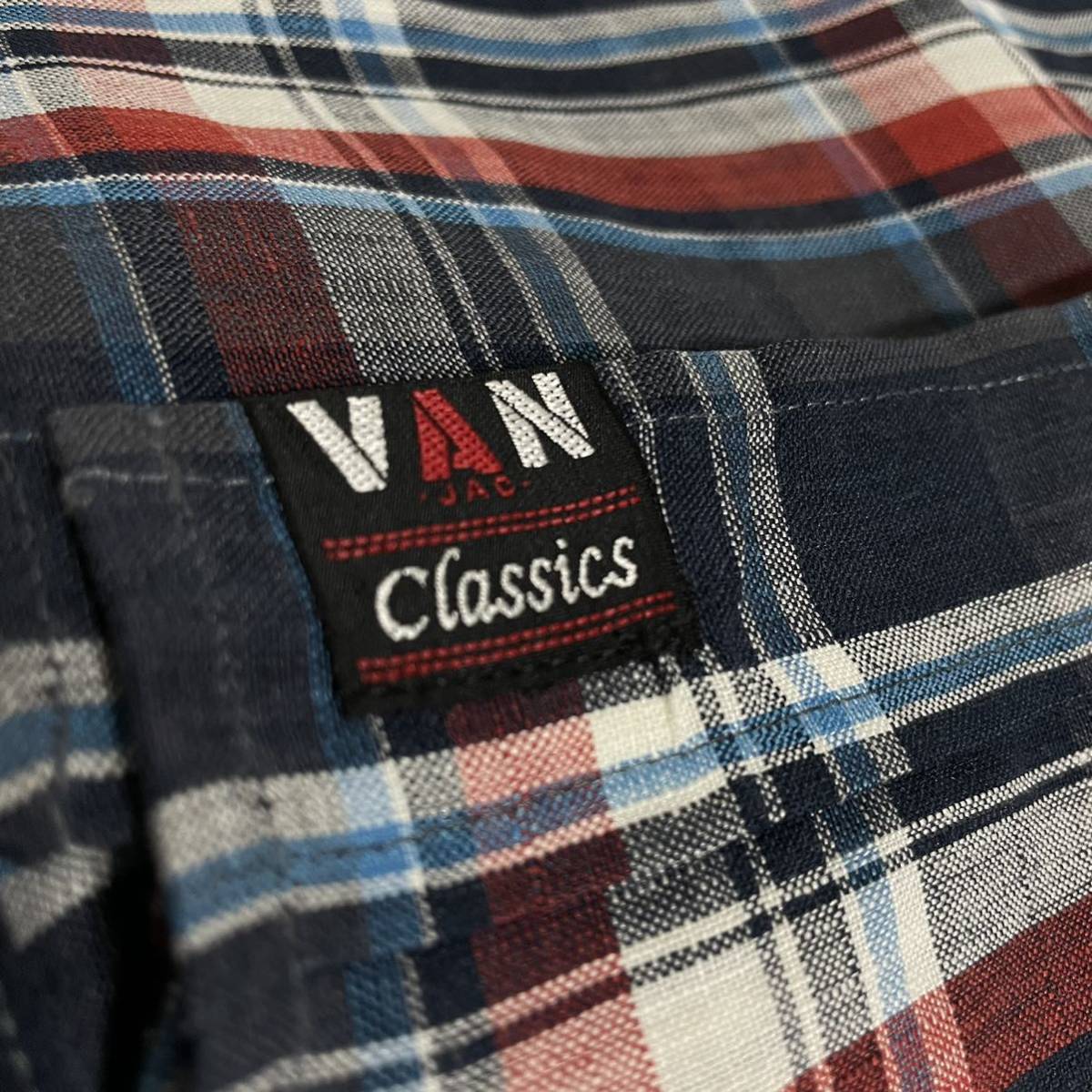 VAN JAC classics ヴァンヂャケット　チェック 半袖シャツ Lサイズ　麻　未使用
