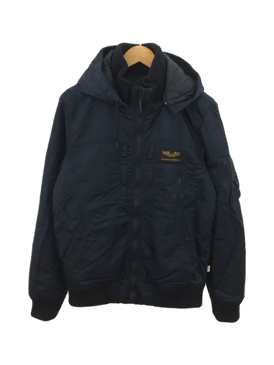 ALPHA INDUSTRIES◆アルファインダストリーズ/フーデットチブジャケット/XL/ナイロン/ネイビー
