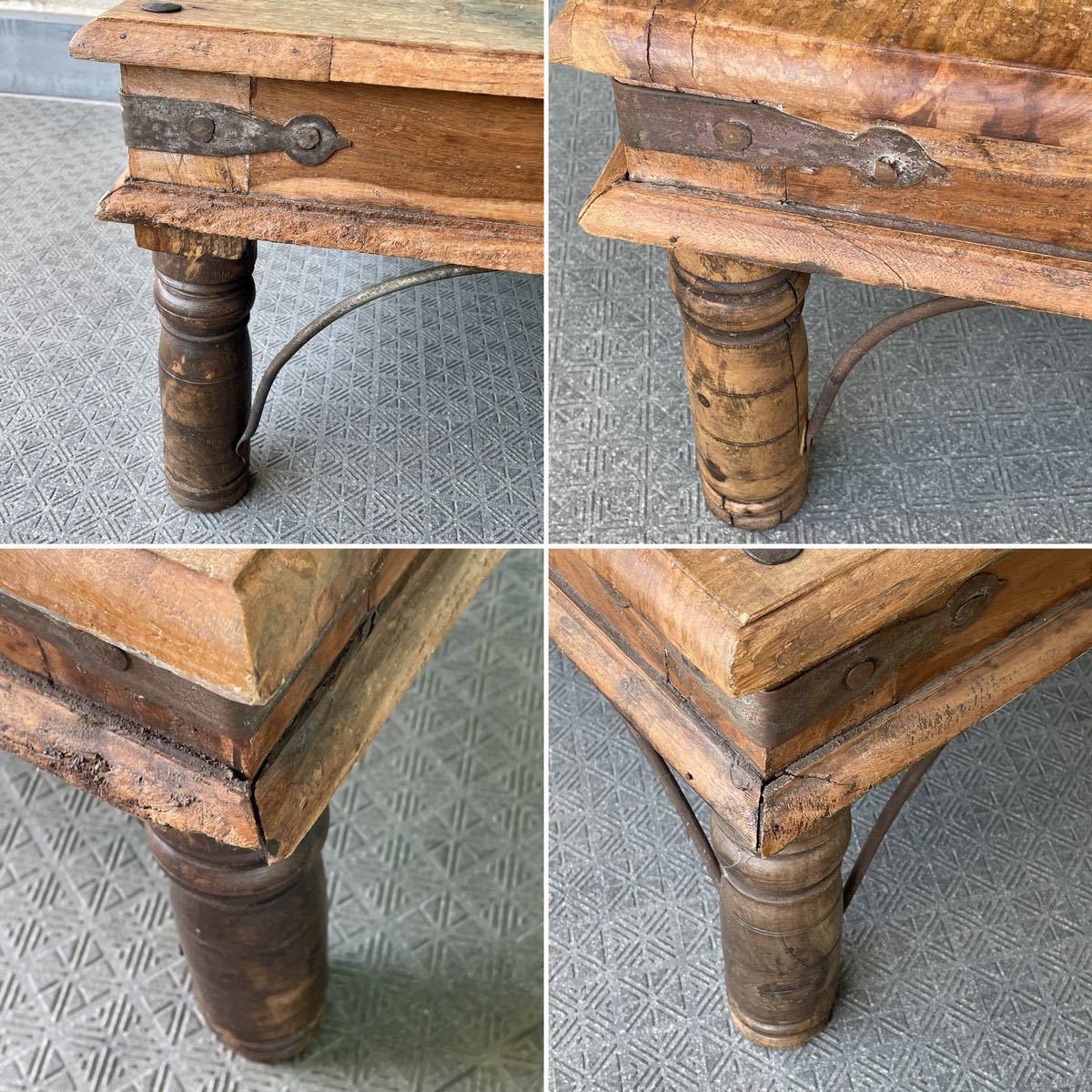 アンティーク ヴィンテージ ローテーブル 古材 木味 古木 鉄金具 店舗  