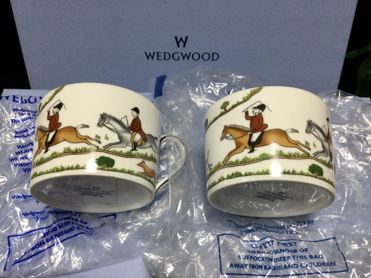 新品黒壺ウェッジウッド ハンティングシーン ティーカップ＆ソーサー