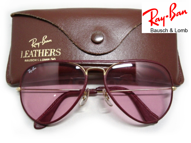 Vintage B&L RayBan LEATHERS METAL USAレザーズ本革メタルPinkピンクRoseローズ ボシュロム アメリカ ティアドロップ アビエータ ゴールド