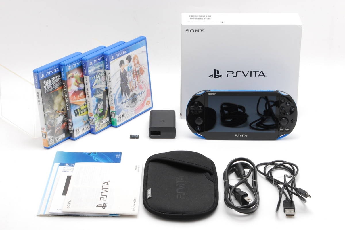 中古美品】動作確認済み PS Vita PCH-2000 Sony ソフト4本付き 