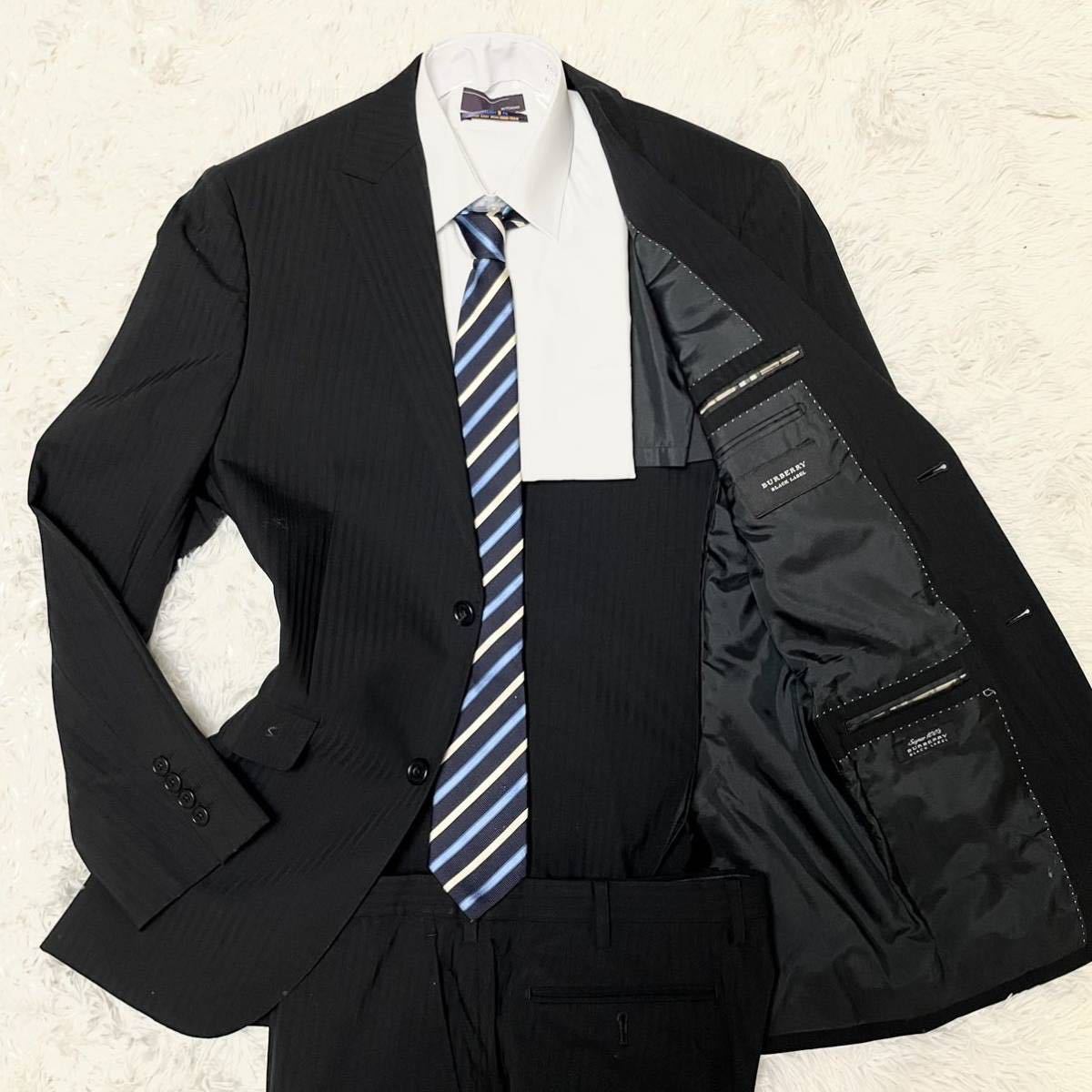 【HOT，正規品】 バーバリーブラックレーベル 王者の貫禄 BURBERRY BLACKLABEL &times; Super100s スーツ セットアップ Lサイズ 羊毛 ストライプ ビジネス 式(Lサイズ)｜売買されたオークション情報、yahooの商品情報をア Lサイズ