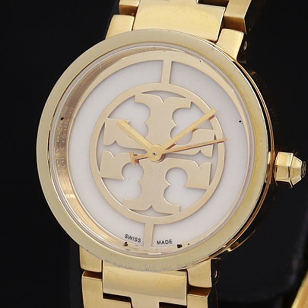 1円 稼働 トリバーチ QZ TRB4011 白文字盤 ラウンド NBY0520 レディース腕時計 OGH 4774000