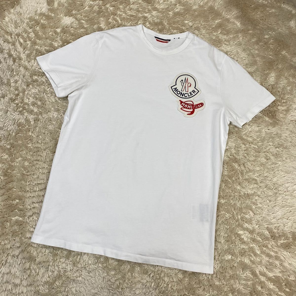 1円〜 美品 MONCLER モンクレール 半袖Tシャツ ロゴワッペン ホワイト 