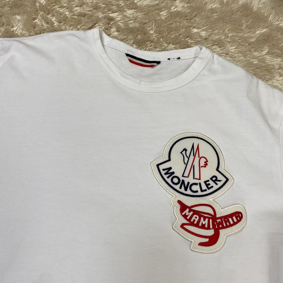 1円〜 美品 MONCLER モンクレール 半袖Tシャツ ロゴワッペン ホワイト 