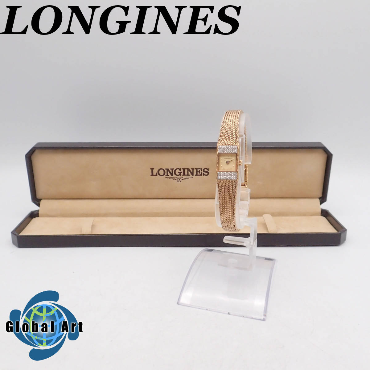 う05592【美品】LONGINES ロンジン/クオーツ/レディース腕時計/石付 