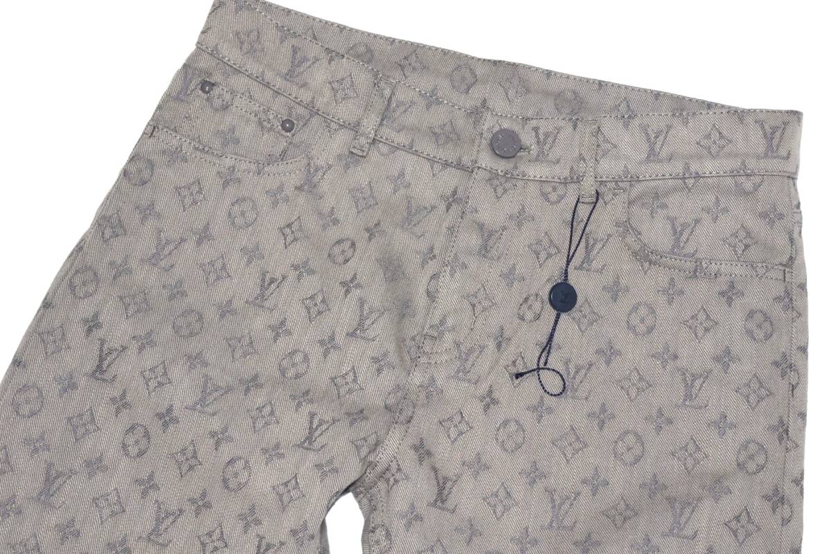 新品 21SS ルイヴィトン フルモノグラム デニムパンツ 28インチ S-M グレー ジーンズ LOUIS VUITTON 