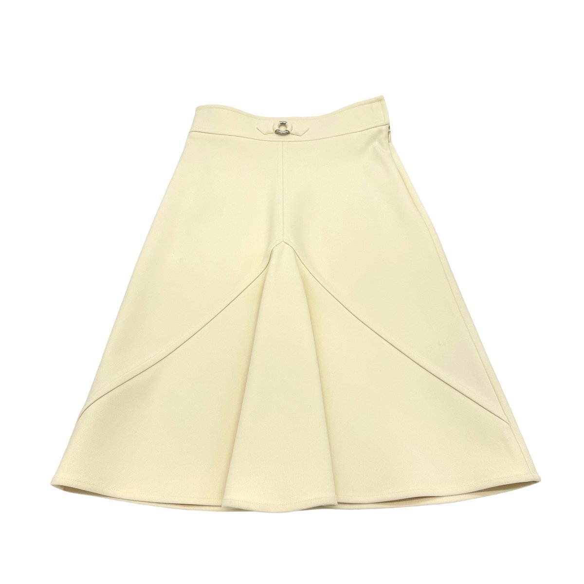 A821●新品タグ付き●HERMES　エルメス●2023SS　トラペーズ スカート　Aライン●Blanc Cordag　ホワイト系　34サイズ