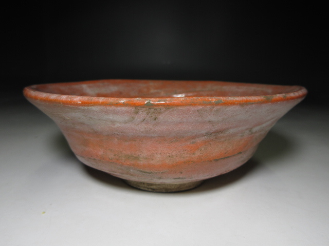 ☆楽吉左衛門六代 左入 赤 平茶碗☆時代桐箱・仕