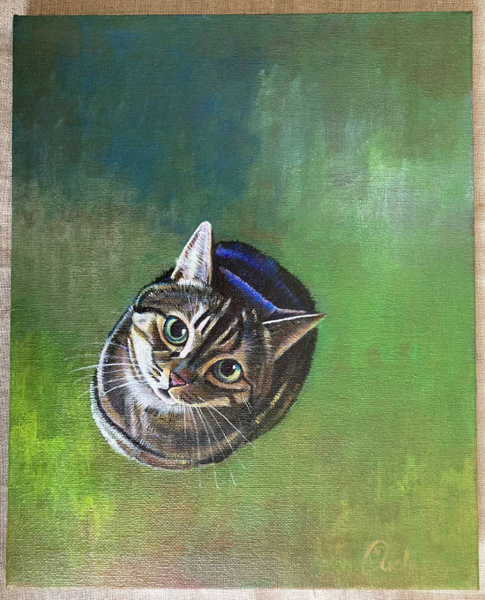 キジ猫の絵☆直筆 アクリル画 ネコのイラスト ねこ 273(動物画)｜売買 