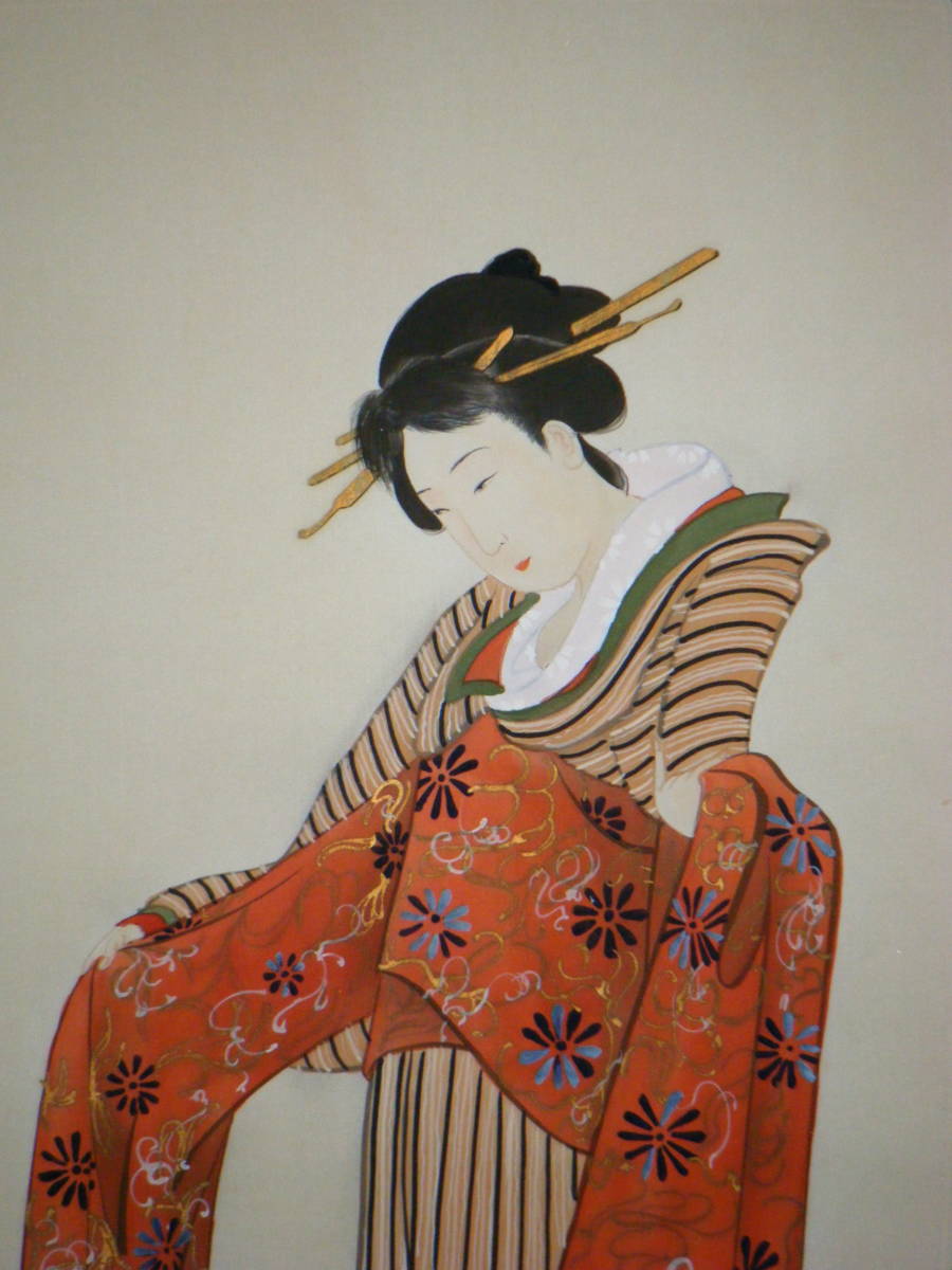 掛軸 泰然銘 美人図 美品 逸品 H199 掛軸 山口芳月『序の舞』