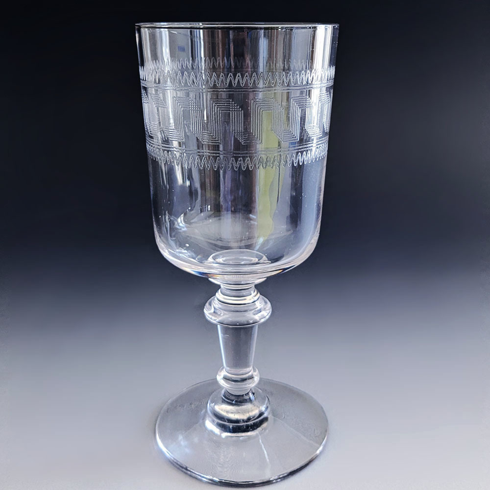 ■オールドバカラ ギリシャ文様 grecque グレック エッチング グラス 高15.4cm アールデコ調 上質クリスタル BB