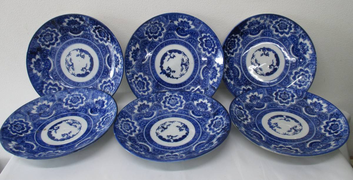 数量限定，大人気 伊万里 古伊万里 染付 中皿 6客 時代物(染付)｜売買されたオークション情報、yahooの商品情報をアーカイブ公開 - オークファン 伊万里、有田