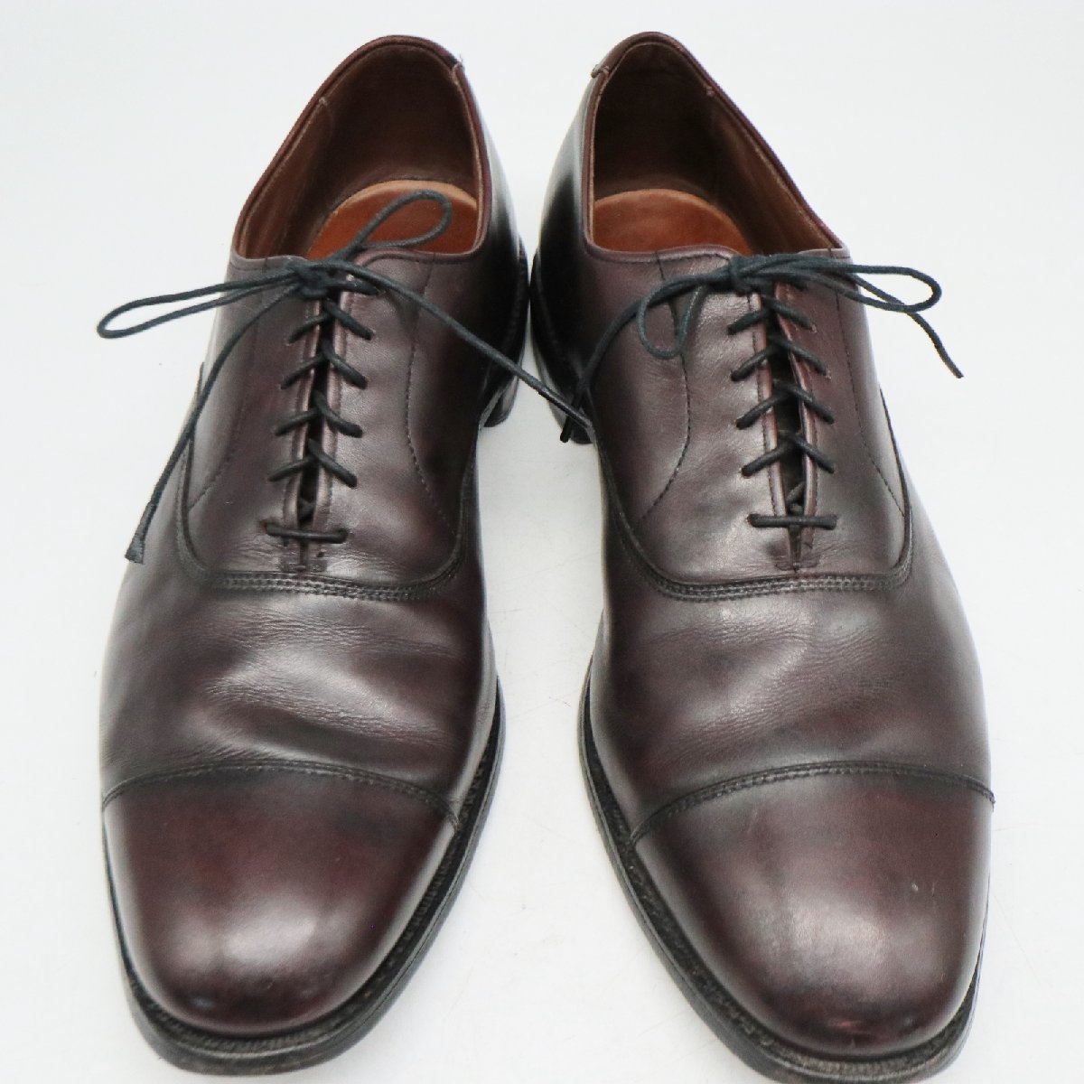 USA製 Allen Edmods 内羽根式 ストレートチップ 革靴 レザーシューズ ダークブラウン ( メンズ 9.5 ≒ 27.5cm ) 中古 古着 KA0175