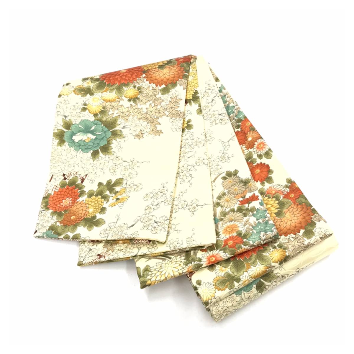 美品　上質　正絹　綸子　古典　華模様　全通　長尺480センチ