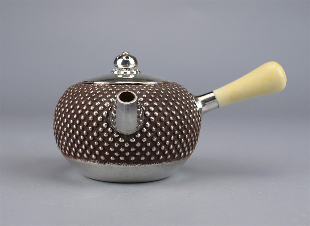 アンティーク　生駒製　銀着　小物入　N　4179 GA039 名工 【生駒 製】 純銀 銀瓶 急須 茶托 茶器セット 合計1203g