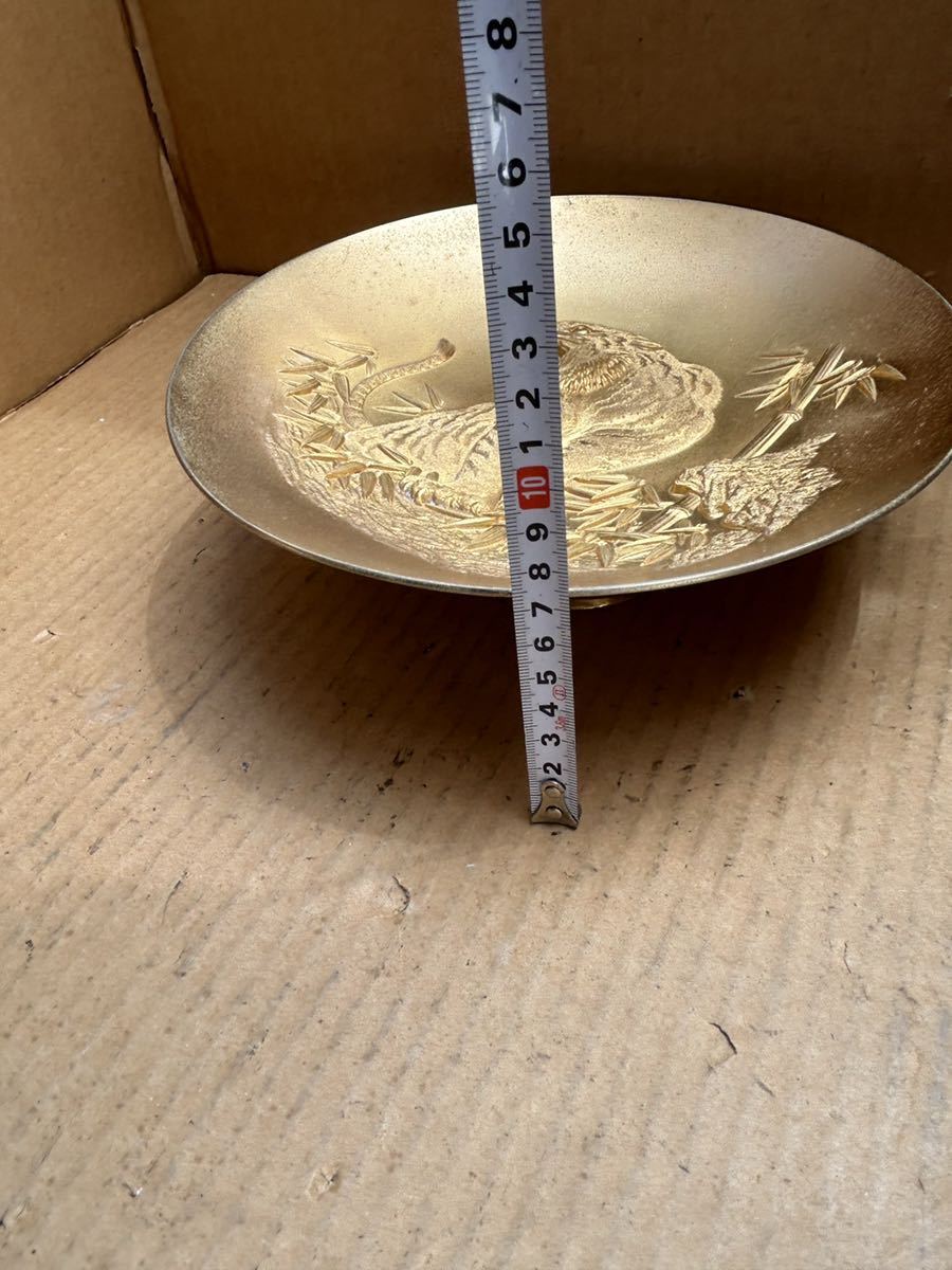 金メッキ 24KGP 盃 杯 金杯 虎 トラ 金小物 置物 縁起物 中古 現状品
