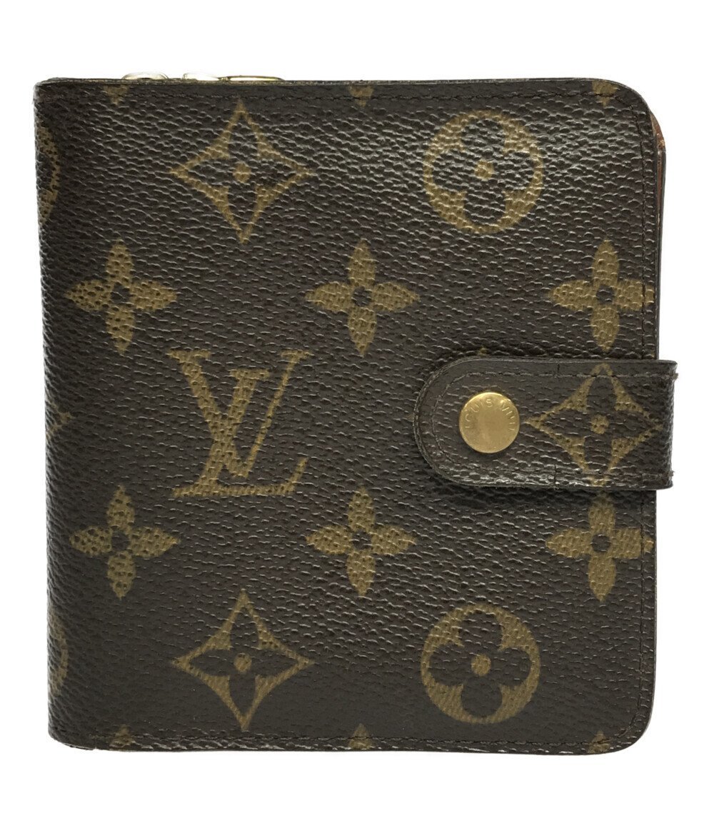 LOUIS VUITTON 折財布 モノグラム コンパクトジップ レディース 吉*読