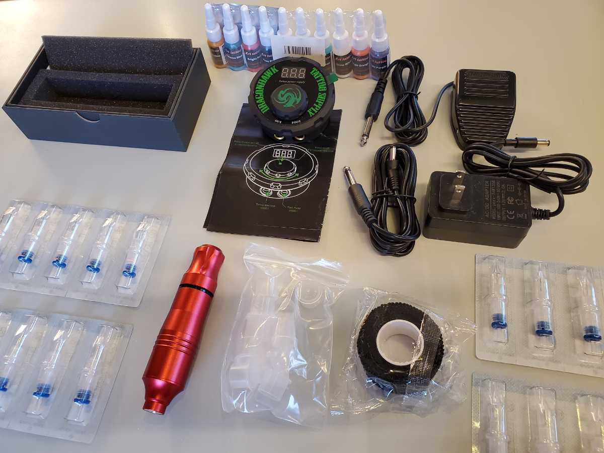 ★正規品★Dragonhawk製　ペン式★高品質をリーズナブルに★タトゥー マシン セット★刺青 キット V5