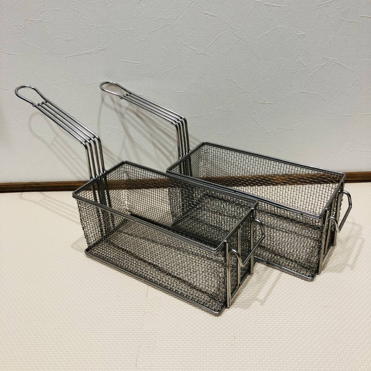 AF19★ステンレス★ 角型フライヤー ステンレス ポテトフライヤー 揚カゴ 油切り フライバスケット 厨房小物 店舗用 業務用 厨房用