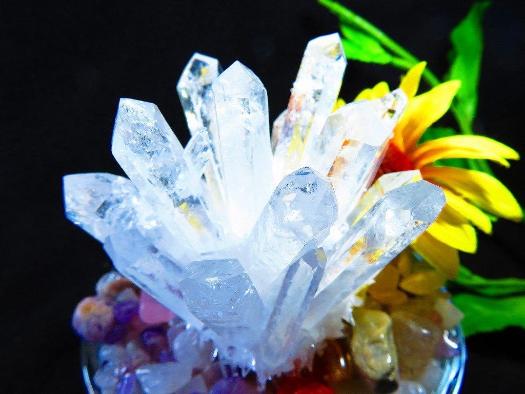 天然水晶☆レムリアンシード水晶クラスター☆超巨大台座付き5kg