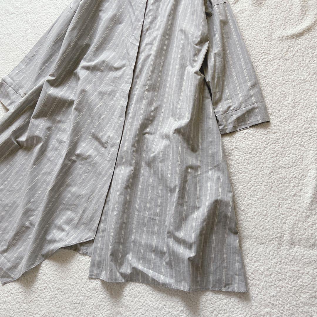 美品♪センソユニコ芽風 ストライプシャツロングワンピース 変形  