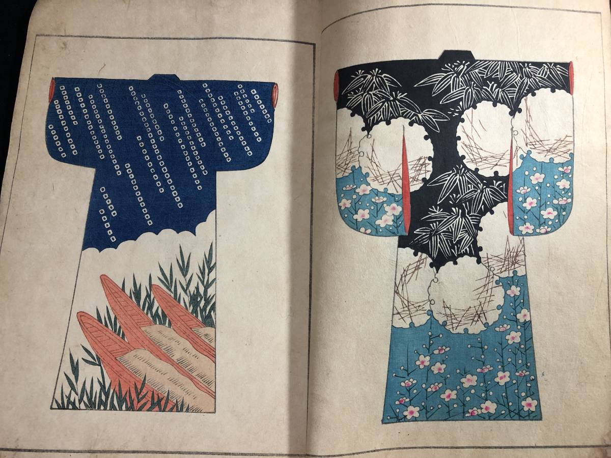 1543図案デザイン意匠 彩色木版画 □模様雛形 四季のよそほひ□ 明治