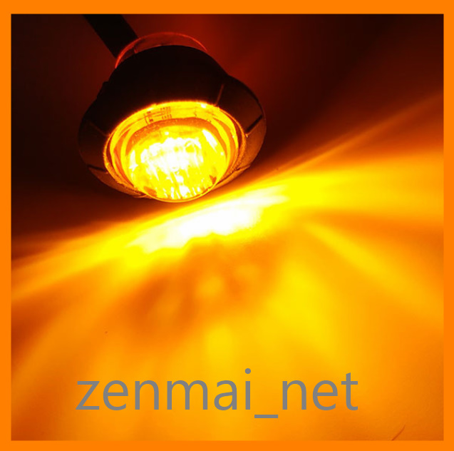 【高品質，人気セール】 R231　　トラック・トレーラー用 LEDミニマーカーランプ 直径約2cm 24V車用×20個セット アンバーイエローオレンジ/橙色 電飾 デコトラ