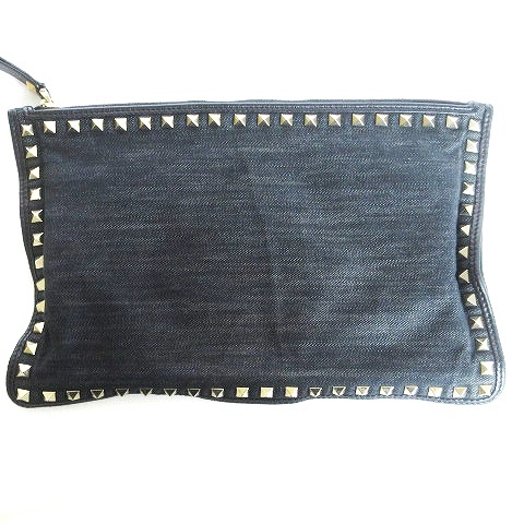 ヴァレンティノガラヴァーニ クラッチバッグ ブルー ロックスタッズ