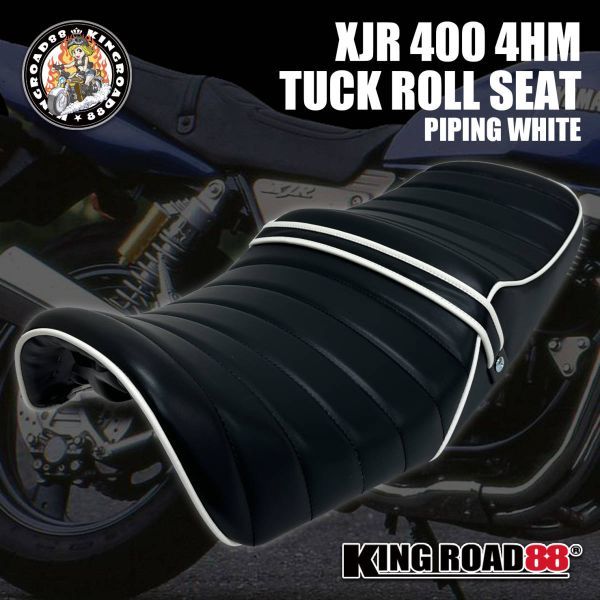 ヤマハ / XJR400 / 前期 / 4HM ☆ KingRoad88 / タックロールシート / あんこ抜き / 合成レザー パイピング ホワイト　_1