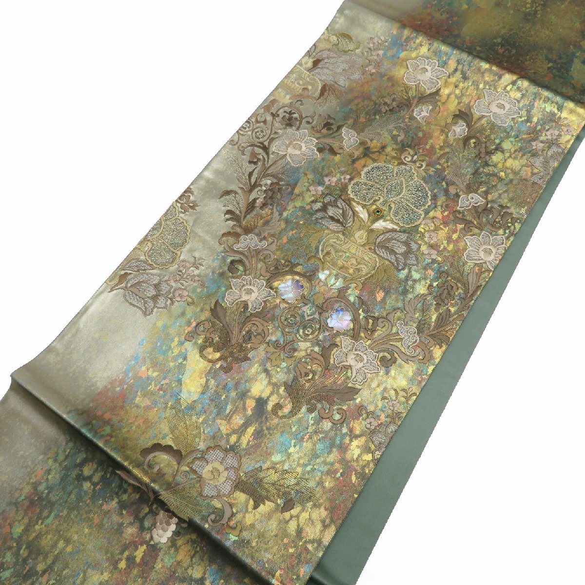 ☆きもの北條☆ 宝石 螺鈿 西陣 押田和男 焼箔 刺繍 ラメ 未使用 正絹  