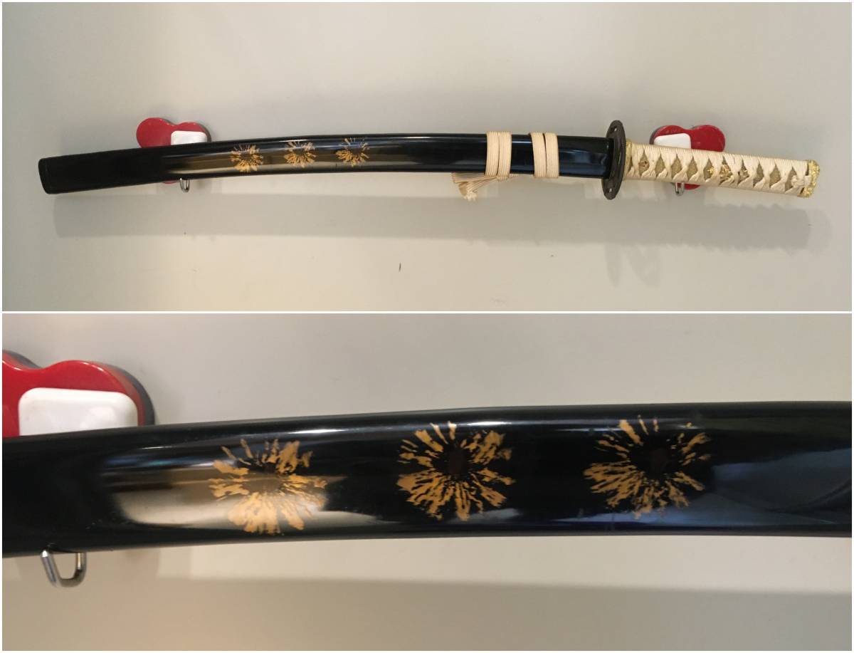 □模造刀 日本刀 2本セット ケース付き 全長約105/68cm 脇差 無銘 拵え 