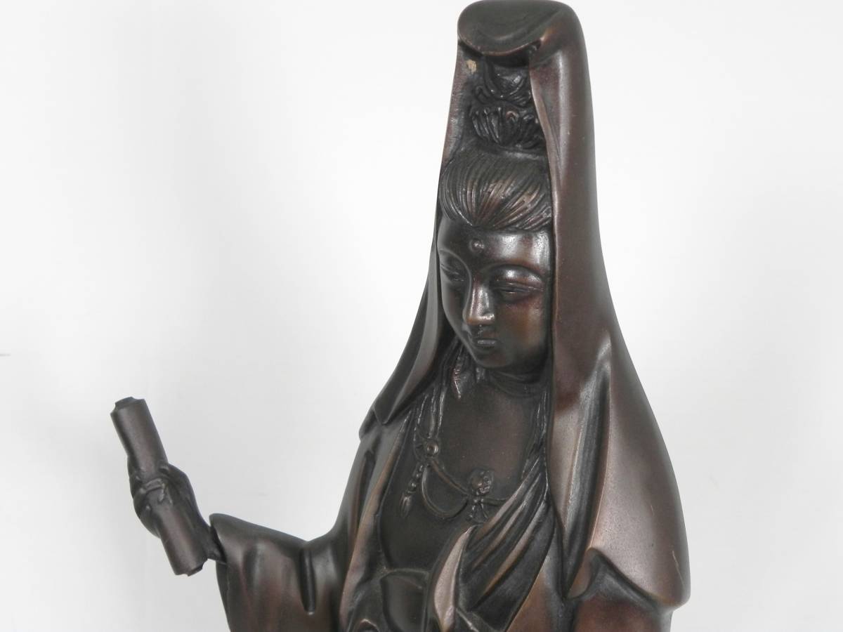 白衣観音菩薩立像 唐銅製 ブロンズ像 置物 【公式通販】