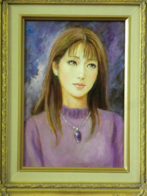 油彩新作 水流園揚子つるぞのようこ真作【ラベンダー色の想い