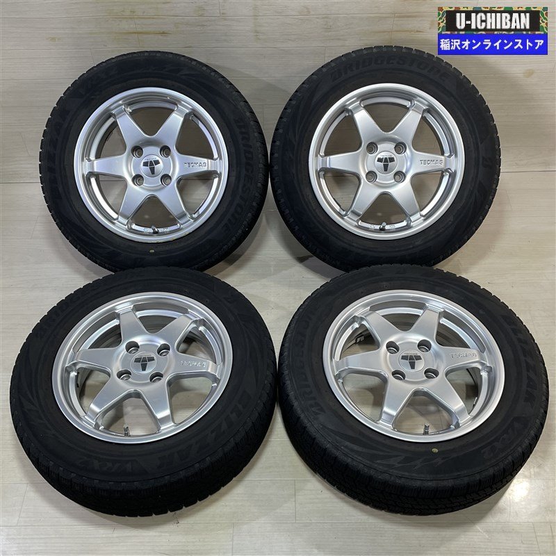 フォルクスワーゲン アップ UP 等 TECMAG 5-14+35 4H100 ブリヂストン VRX2 165/70R14 14インチ スタッドレス 4本セット 009